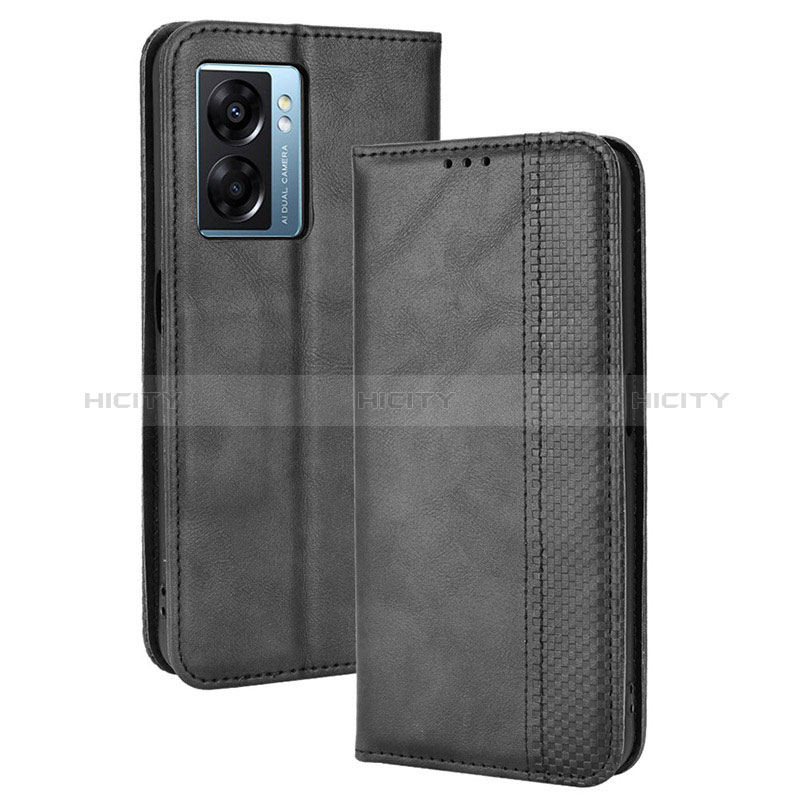 Funda de Cuero Cartera con Soporte Carcasa BY4 para Oppo A56S 5G Negro