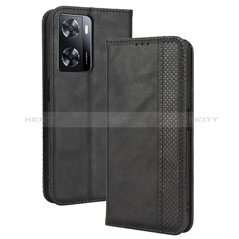 Funda de Cuero Cartera con Soporte Carcasa BY4 para Oppo A57 4G Negro