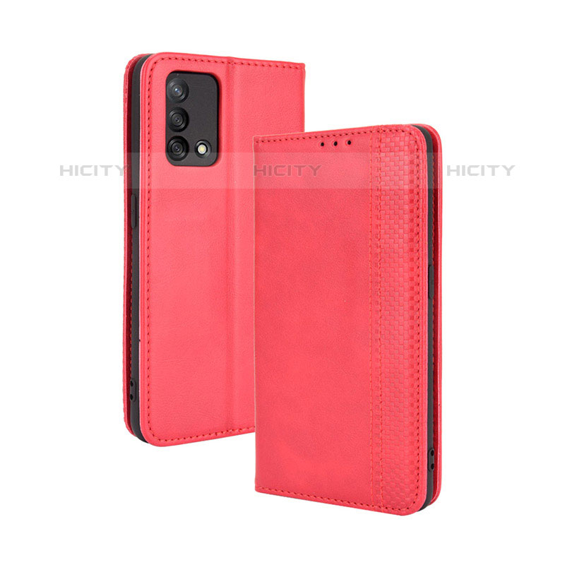 Funda de Cuero Cartera con Soporte Carcasa BY4 para Oppo A74 4G Rojo