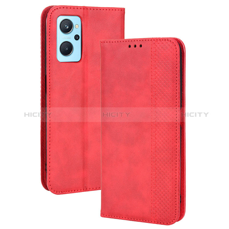 Funda de Cuero Cartera con Soporte Carcasa BY4 para Oppo A96 4G Rojo