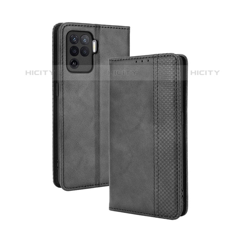 Funda de Cuero Cartera con Soporte Carcasa BY4 para Oppo F19 Pro Negro