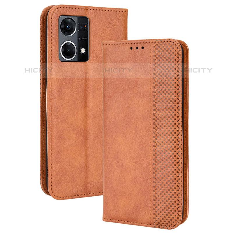 Funda de Cuero Cartera con Soporte Carcasa BY4 para Oppo F21 Pro 4G Marron