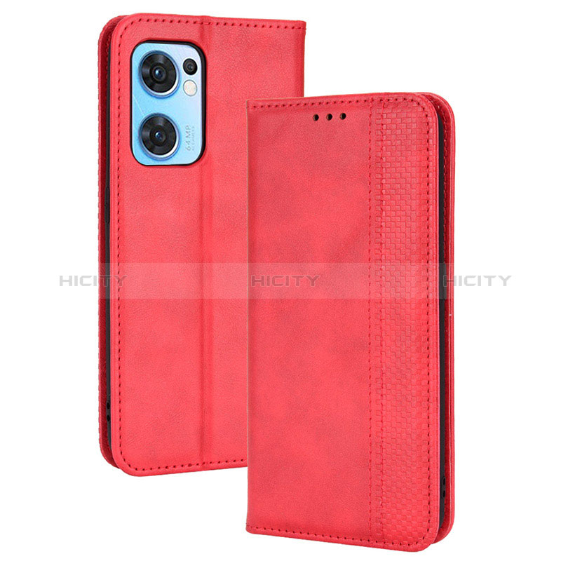 Funda de Cuero Cartera con Soporte Carcasa BY4 para Oppo Find X5 Lite 5G Rojo