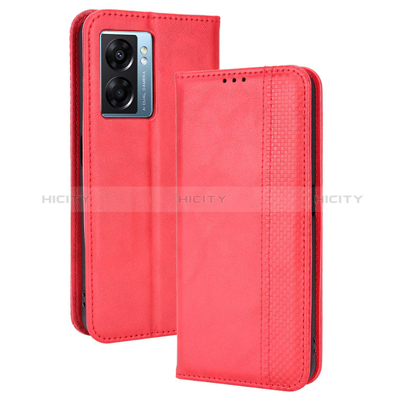 Funda de Cuero Cartera con Soporte Carcasa BY4 para Oppo K10 5G India Rojo