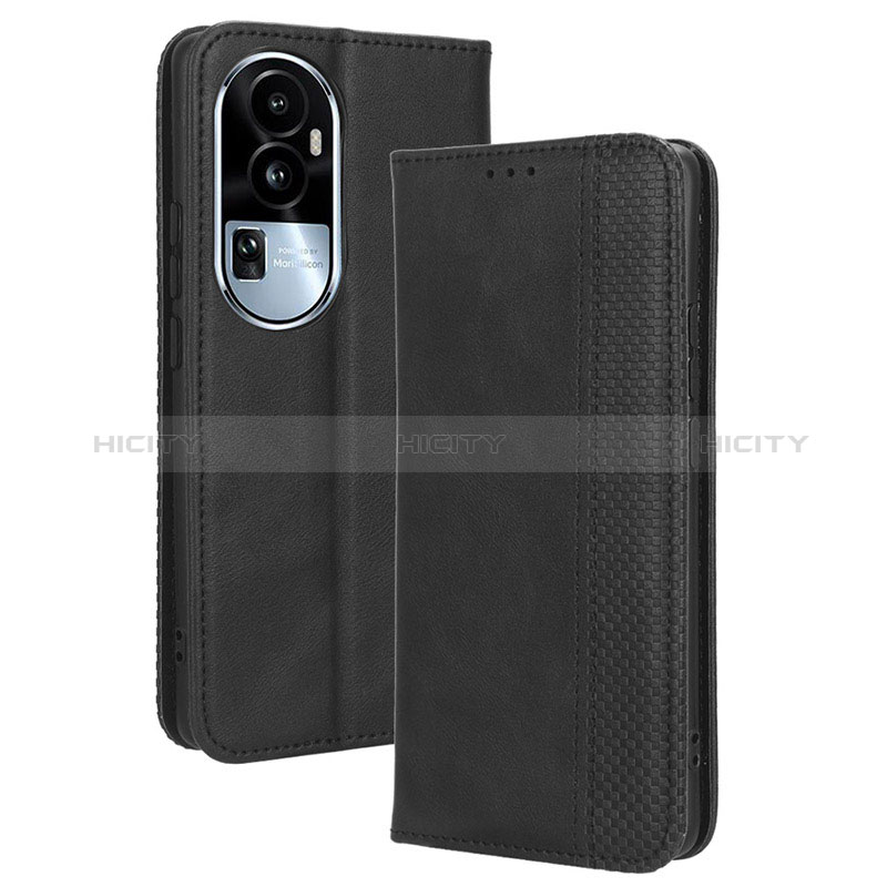 Funda de Cuero Cartera con Soporte Carcasa BY4 para Oppo Reno10 Pro+ Plus 5G Negro