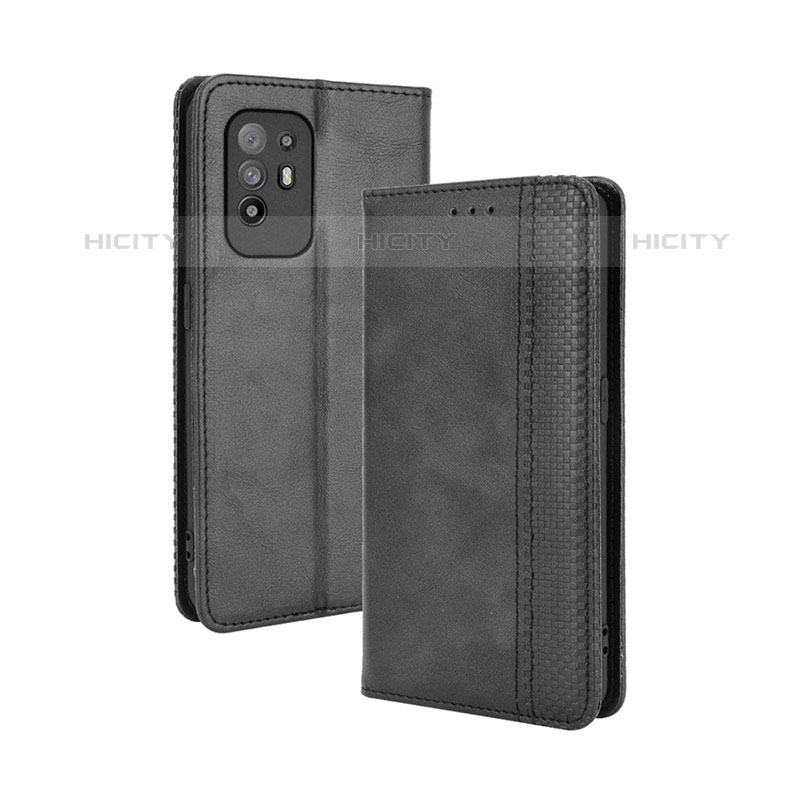 Funda de Cuero Cartera con Soporte Carcasa BY4 para Oppo Reno5 Z 5G Negro