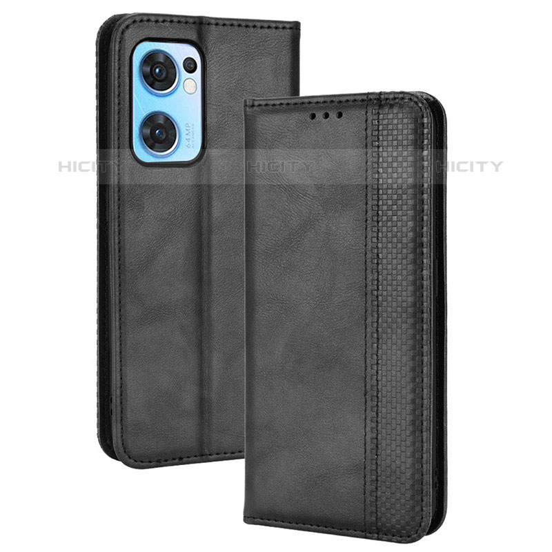 Funda de Cuero Cartera con Soporte Carcasa BY4 para Oppo Reno7 5G Negro