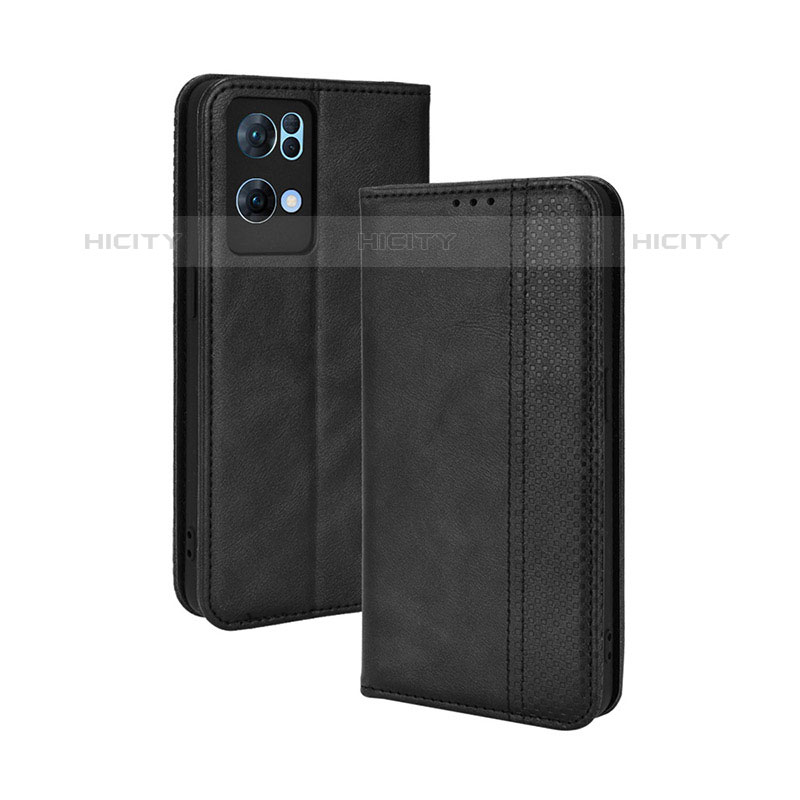 Funda de Cuero Cartera con Soporte Carcasa BY4 para Oppo Reno7 Pro 5G Negro