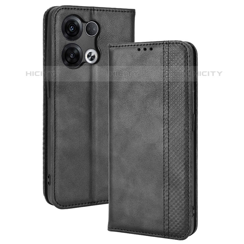 Funda de Cuero Cartera con Soporte Carcasa BY4 para Oppo Reno8 Pro 5G Negro