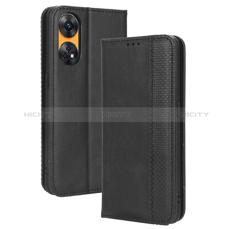 Funda de Cuero Cartera con Soporte Carcasa BY4 para Oppo Reno8 T 4G Negro