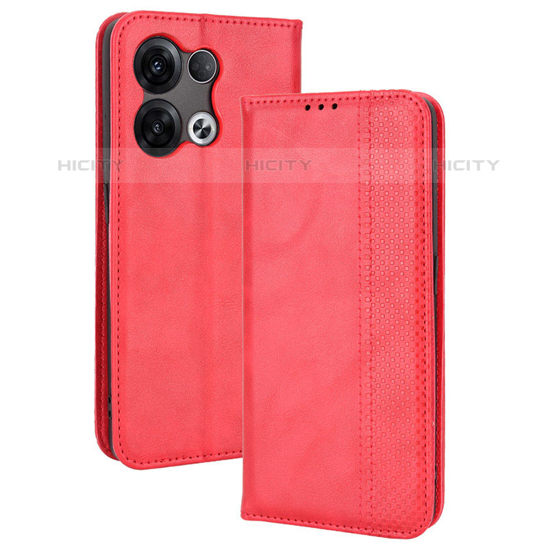 Funda de Cuero Cartera con Soporte Carcasa BY4 para Oppo Reno9 5G Rojo