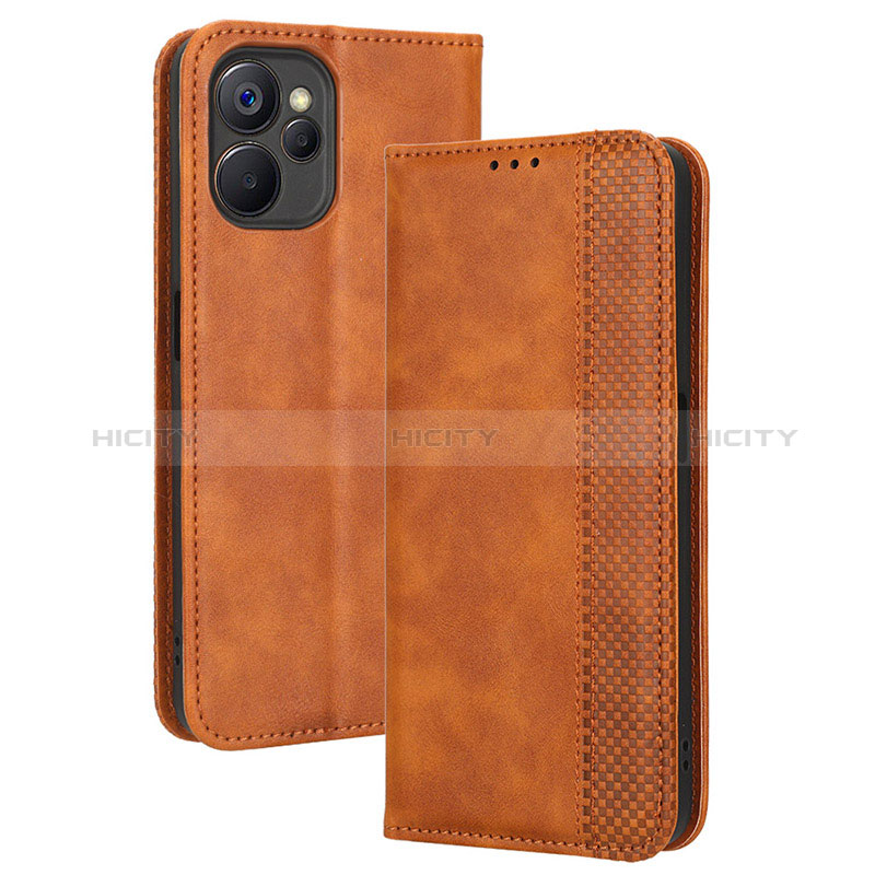 Funda de Cuero Cartera con Soporte Carcasa BY4 para Realme 10T 5G Marron