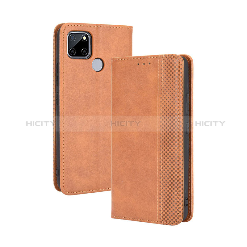 Funda de Cuero Cartera con Soporte Carcasa BY4 para Realme C25S Marron