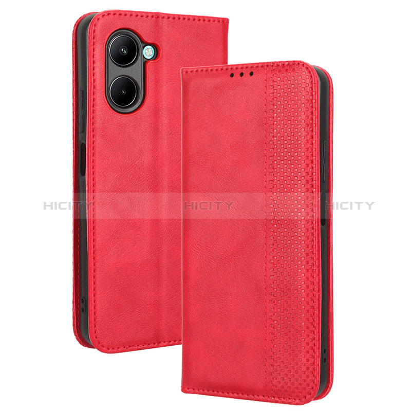 Funda de Cuero Cartera con Soporte Carcasa BY4 para Realme C33 (2023) Rojo