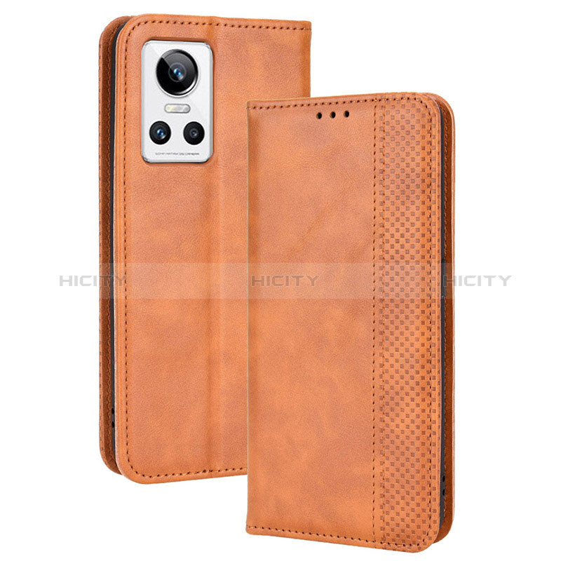 Funda de Cuero Cartera con Soporte Carcasa BY4 para Realme GT Neo3 5G Marron