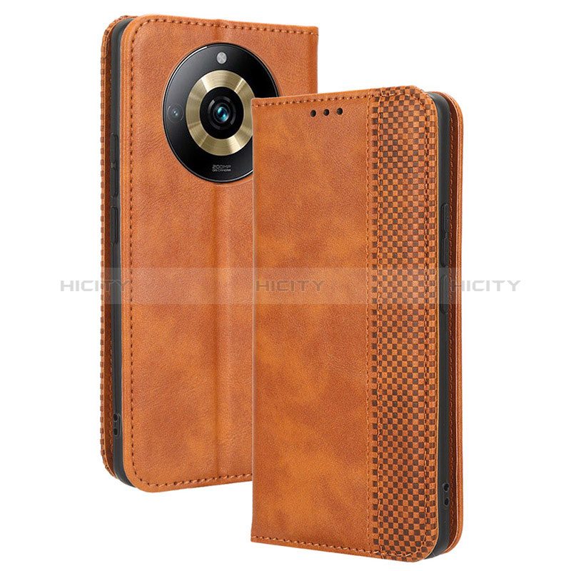 Funda de Cuero Cartera con Soporte Carcasa BY4 para Realme Narzo 60 Pro 5G Marron