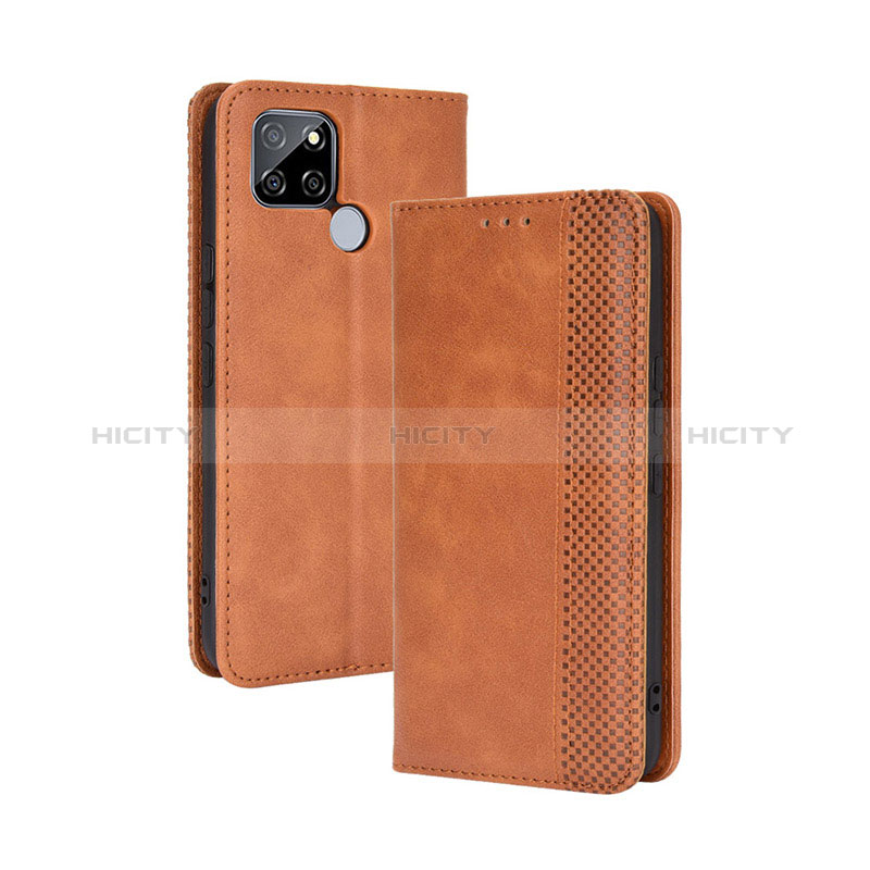 Funda de Cuero Cartera con Soporte Carcasa BY4 para Realme Q2i 5G Marron