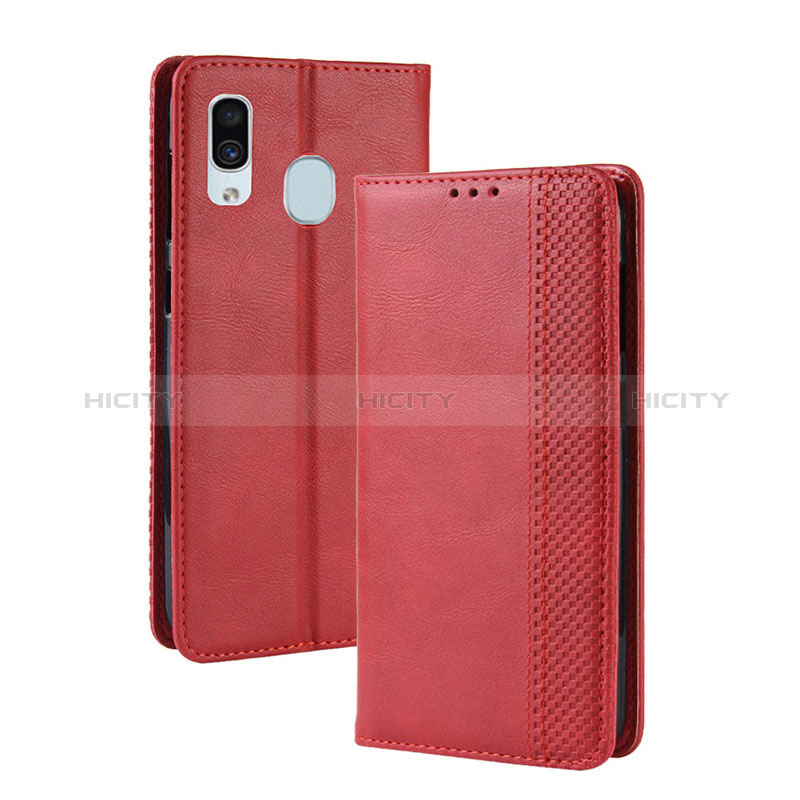 Funda de Cuero Cartera con Soporte Carcasa BY4 para Samsung Galaxy A40 Rojo