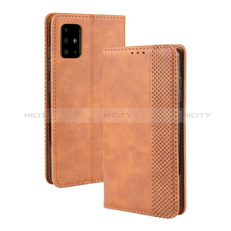 Funda de Cuero Cartera con Soporte Carcasa BY4 para Samsung Galaxy A71 4G A715 Marron