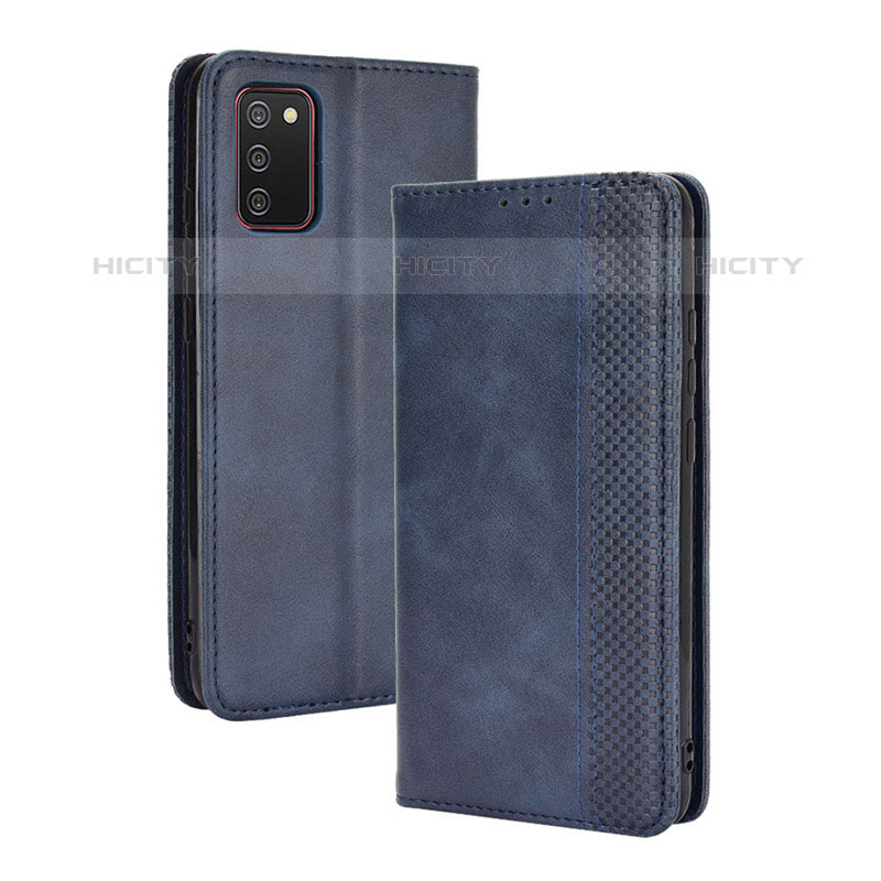 Funda de Cuero Cartera con Soporte Carcasa BY4 para Samsung Galaxy M02s Azul