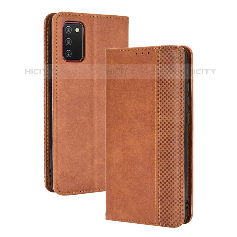 Funda de Cuero Cartera con Soporte Carcasa BY4 para Samsung Galaxy M02s Marron