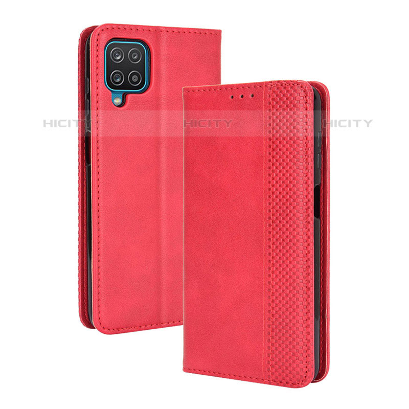 Funda de Cuero Cartera con Soporte Carcasa BY4 para Samsung Galaxy M32 4G Rojo