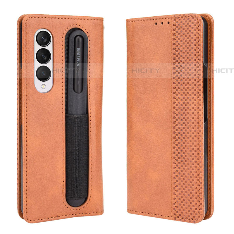 Funda de Cuero Cartera con Soporte Carcasa BY4 para Samsung Galaxy Z Fold4 5G Marron