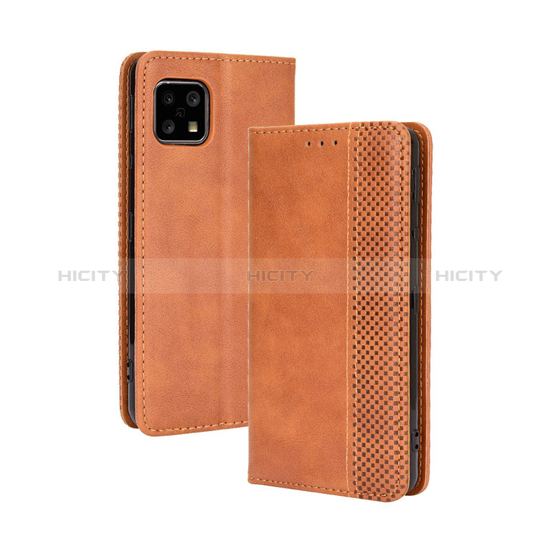 Funda de Cuero Cartera con Soporte Carcasa BY4 para Sharp Aquos Sense4 Basic Marron