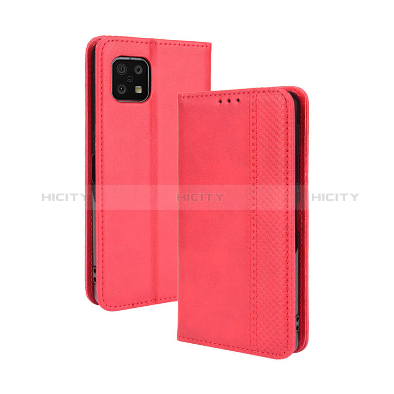 Funda de Cuero Cartera con Soporte Carcasa BY4 para Sharp Aquos Sense6 Rojo