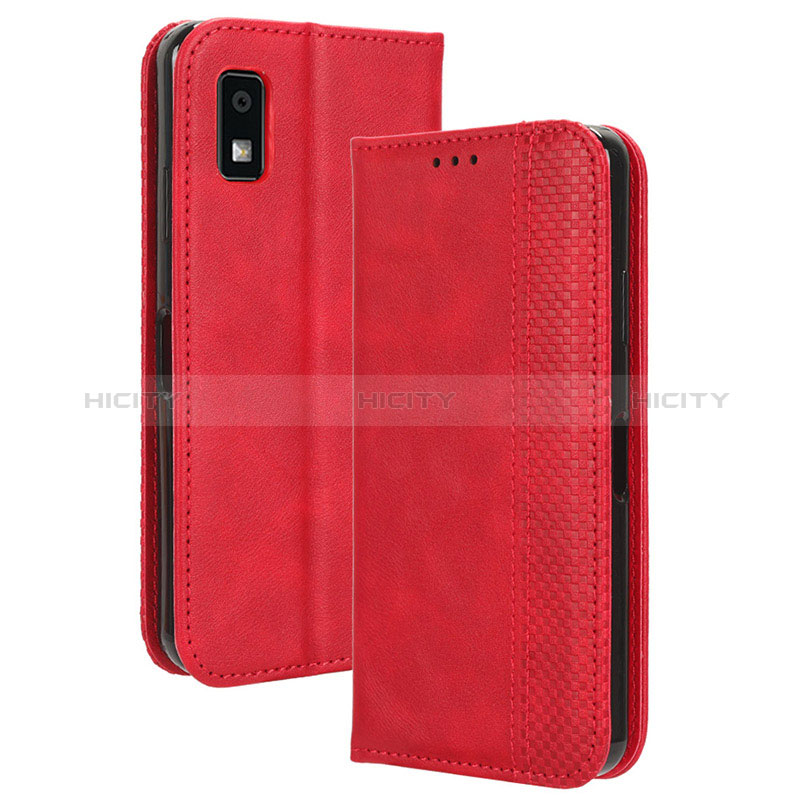 Funda de Cuero Cartera con Soporte Carcasa BY4 para Sharp Aquos wish3 Rojo