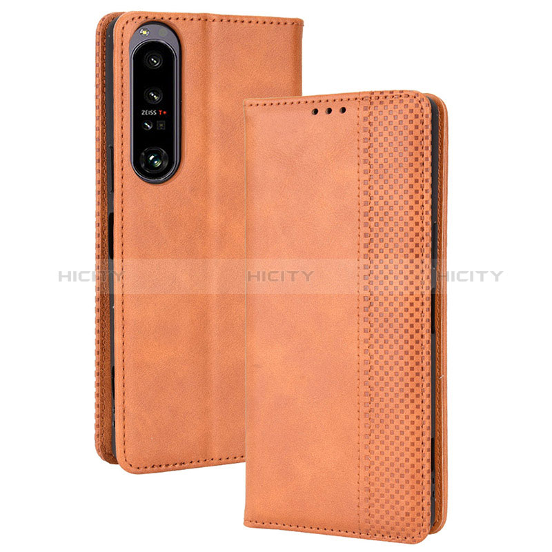 Funda de Cuero Cartera con Soporte Carcasa BY4 para Sony Xperia 1 IV SO-51C Marron