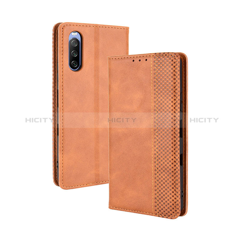 Funda de Cuero Cartera con Soporte Carcasa BY4 para Sony Xperia 10 III SOG04 Marron