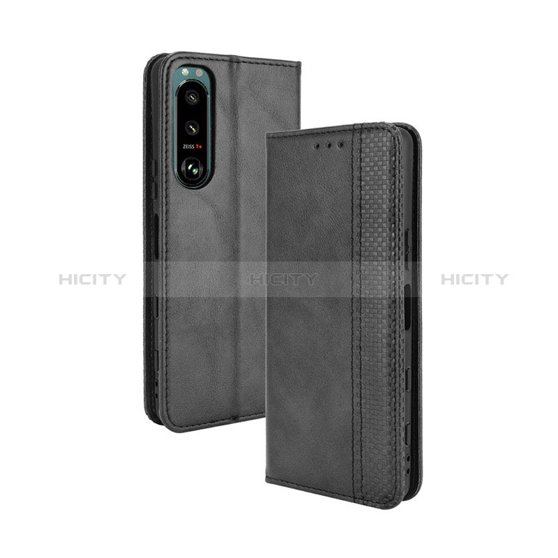 Funda de Cuero Cartera con Soporte Carcasa BY4 para Sony Xperia 5 III Negro