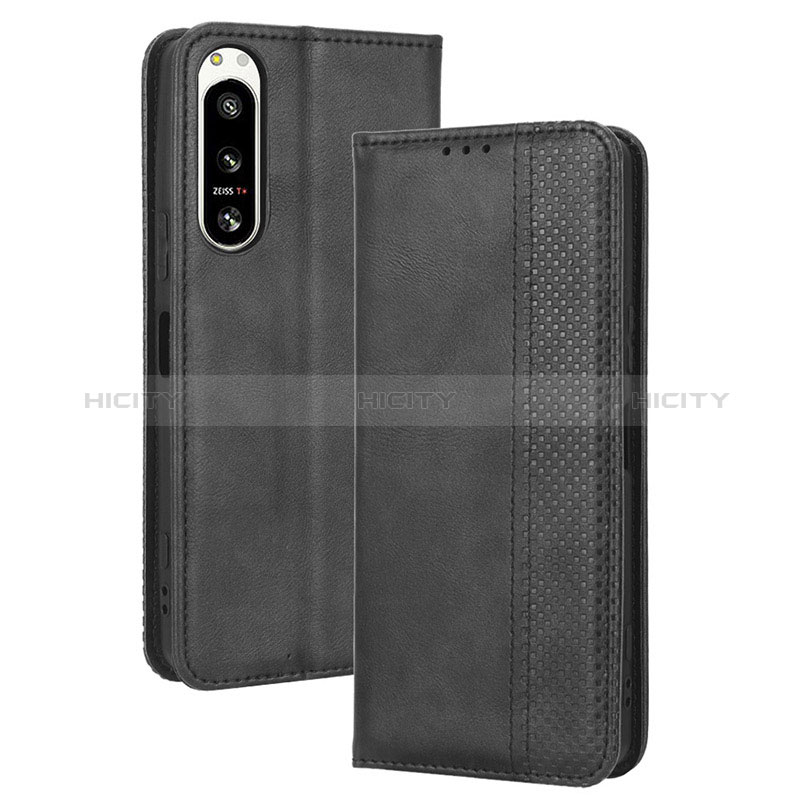 Funda de Cuero Cartera con Soporte Carcasa BY4 para Sony Xperia 5 IV Negro