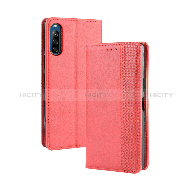 Funda de Cuero Cartera con Soporte Carcasa BY4 para Sony Xperia L4 Rojo