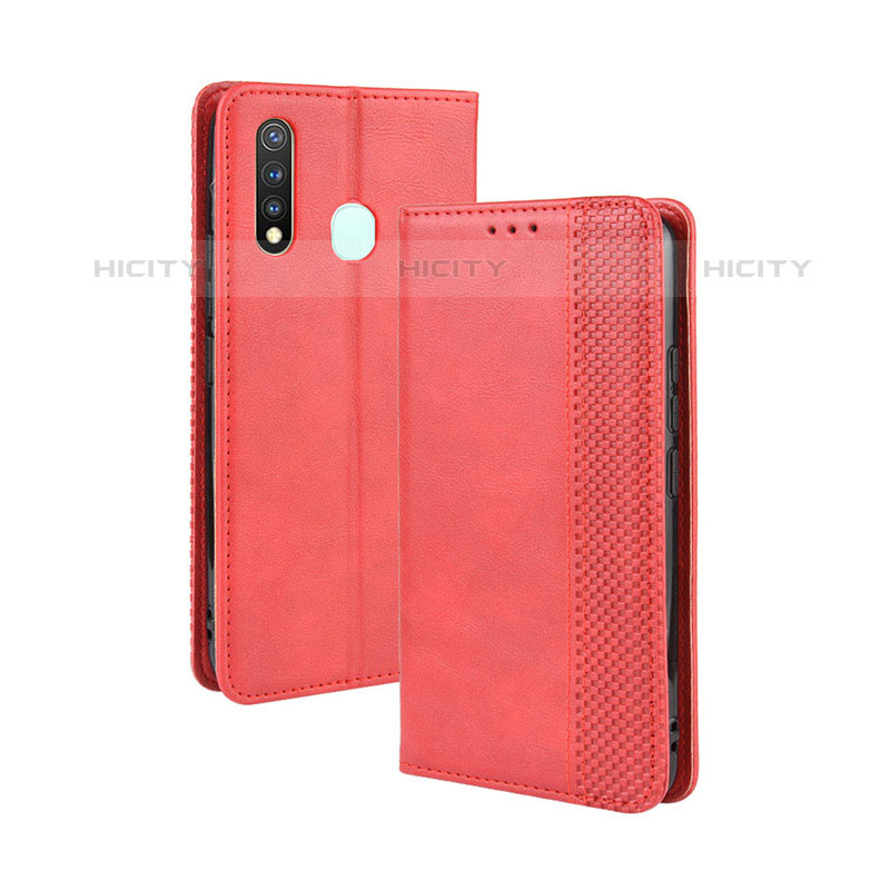 Funda de Cuero Cartera con Soporte Carcasa BY4 para Vivo iQOO U3 4G Rojo