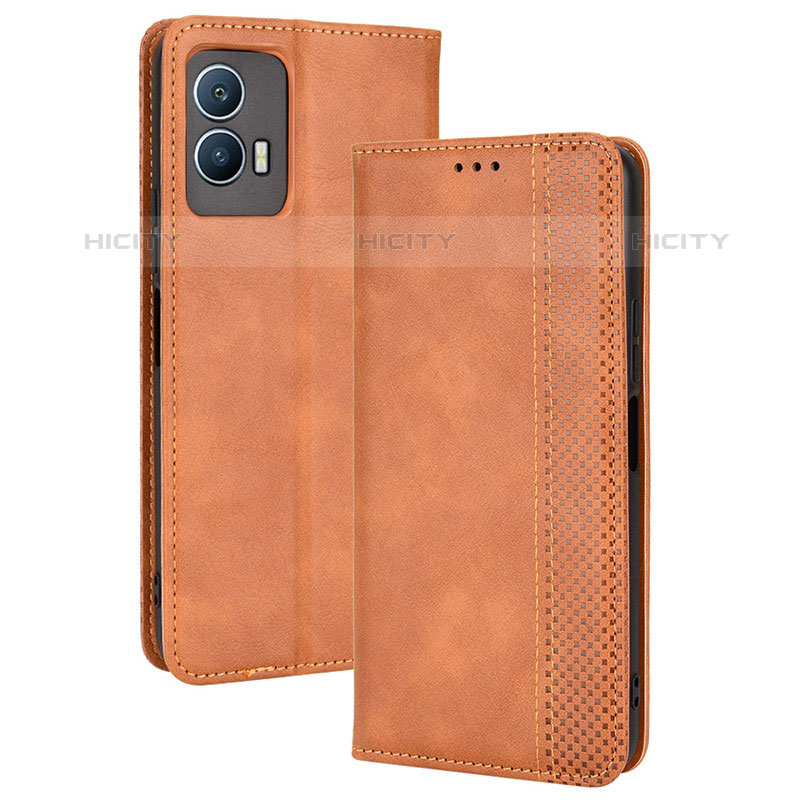 Funda de Cuero Cartera con Soporte Carcasa BY4 para Vivo iQOO U5 5G Marron