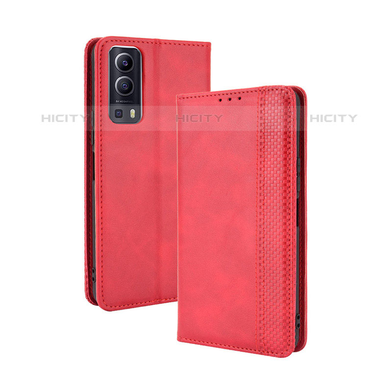 Funda de Cuero Cartera con Soporte Carcasa BY4 para Vivo iQOO Z3 5G Rojo