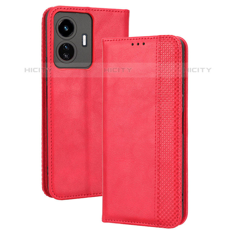 Funda de Cuero Cartera con Soporte Carcasa BY4 para Vivo iQOO Z6 Lite 5G Rojo