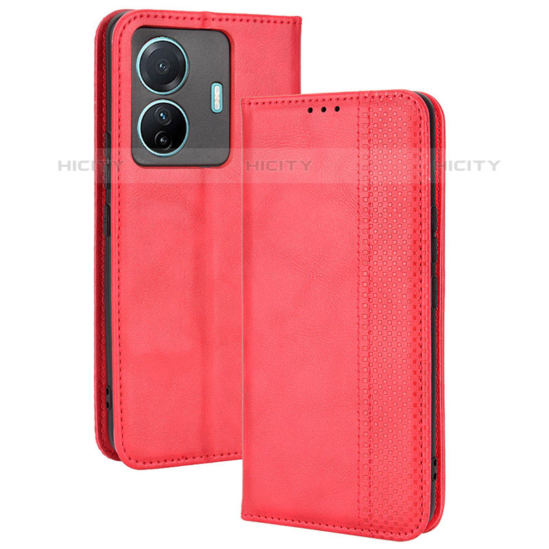 Funda de Cuero Cartera con Soporte Carcasa BY4 para Vivo iQOO Z6 Pro 5G Rojo