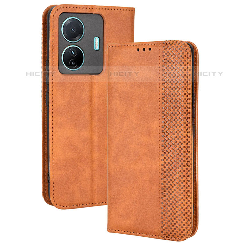 Funda de Cuero Cartera con Soporte Carcasa BY4 para Vivo T1 Pro 5G Marron