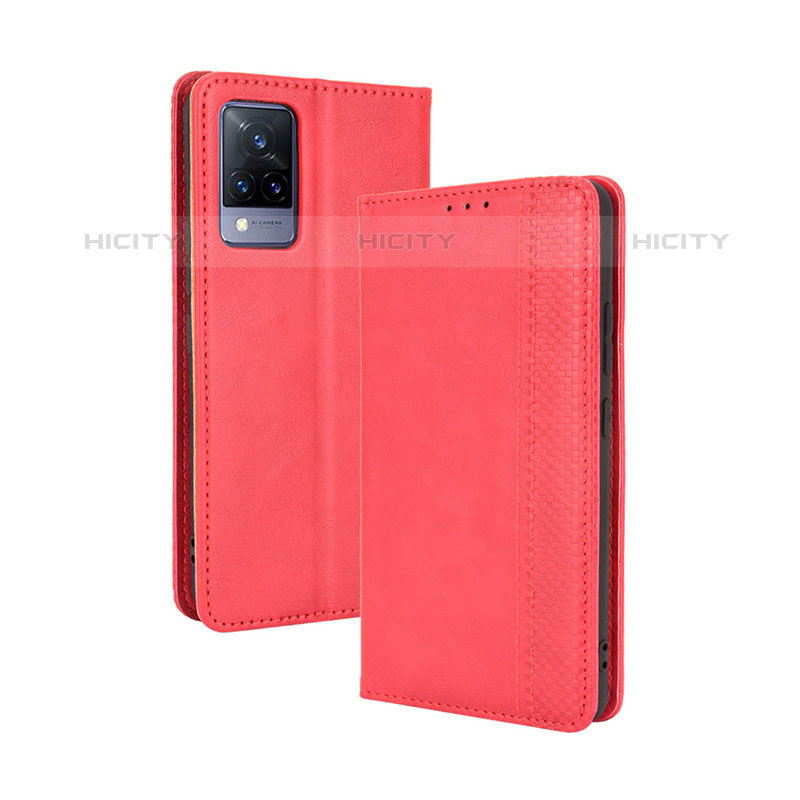 Funda de Cuero Cartera con Soporte Carcasa BY4 para Vivo V21s 5G Rojo