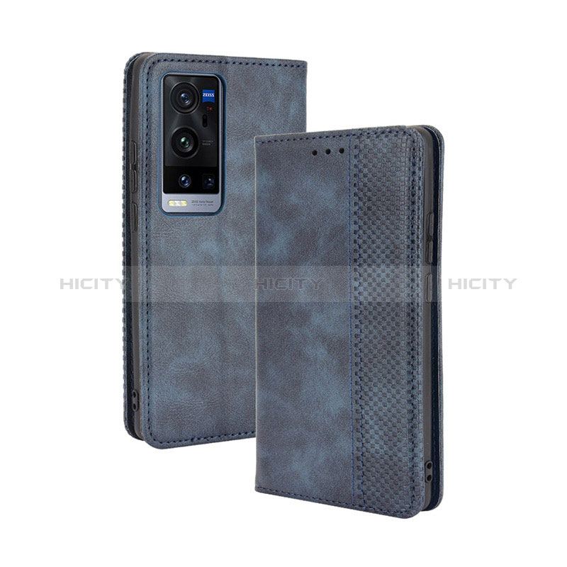 Funda de Cuero Cartera con Soporte Carcasa BY4 para Vivo X60 Pro+ Plus 5G Azul