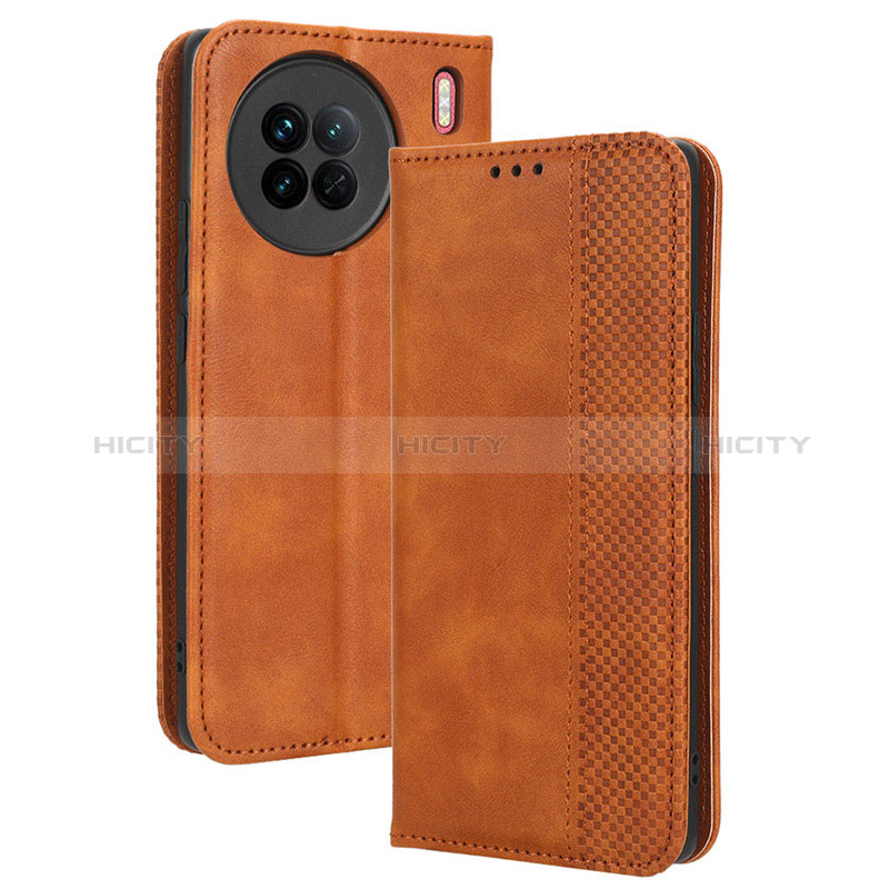 Funda de Cuero Cartera con Soporte Carcasa BY4 para Vivo X90 5G Marron