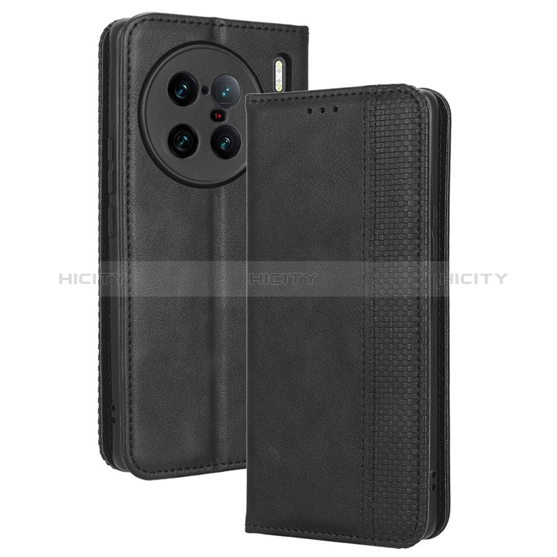 Funda de Cuero Cartera con Soporte Carcasa BY4 para Vivo X90 Pro+ Plus 5G Negro