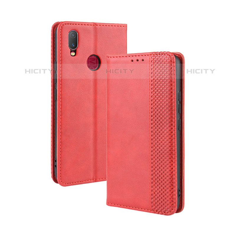 Funda de Cuero Cartera con Soporte Carcasa BY4 para Vivo Y11 Rojo