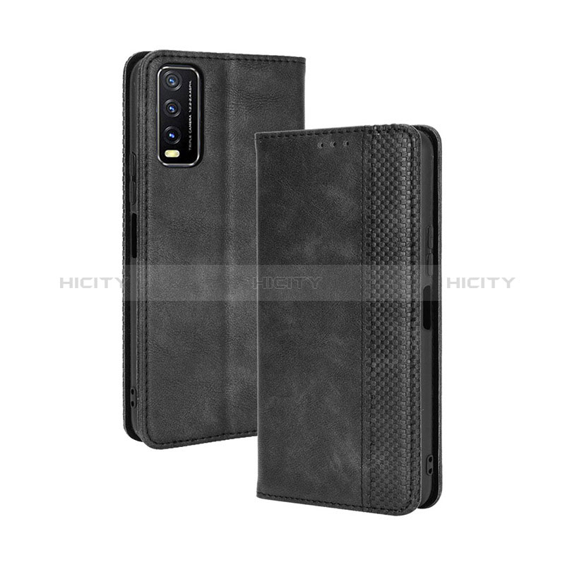 Funda de Cuero Cartera con Soporte Carcasa BY4 para Vivo Y12s (2021) Negro