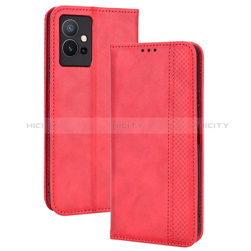 Funda de Cuero Cartera con Soporte Carcasa BY4 para Vivo Y33e 5G Rojo