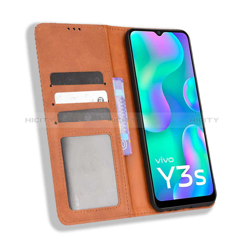 Funda de Cuero Cartera con Soporte Carcasa BY4 para Vivo Y3s (2021)