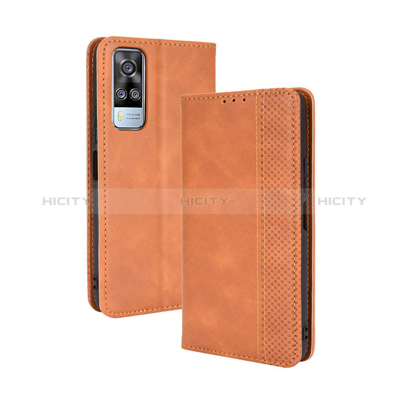 Funda de Cuero Cartera con Soporte Carcasa BY4 para Vivo Y51 (2021) Marron